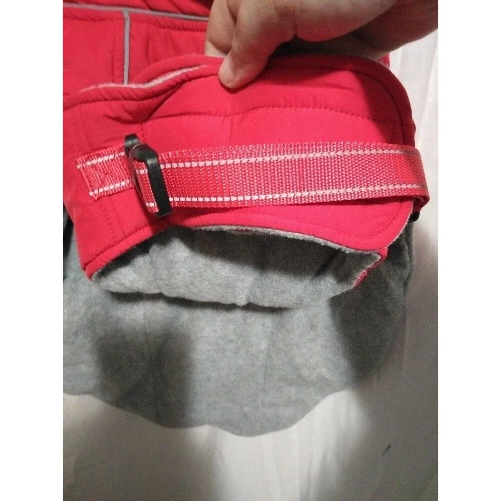 Red and Soft Gray Puffy Dog Jacket/Vest Size L